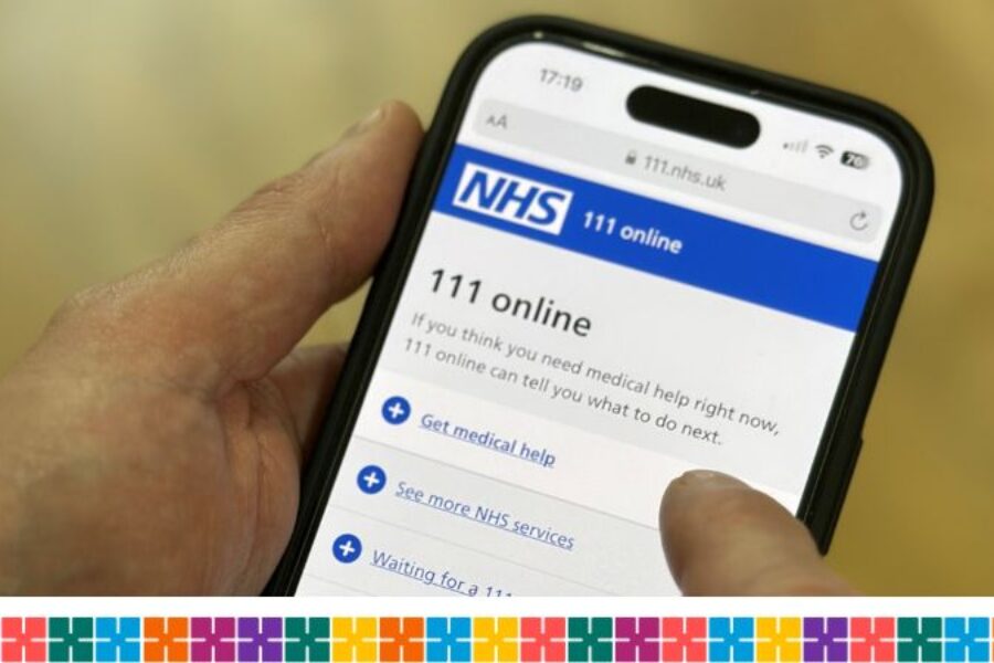 Man using NHS 111 online on his phone