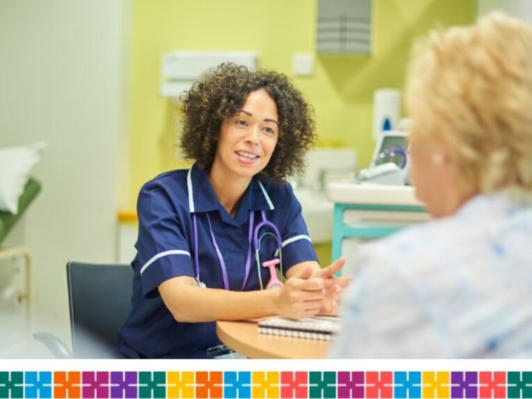 Nurse talking to patient