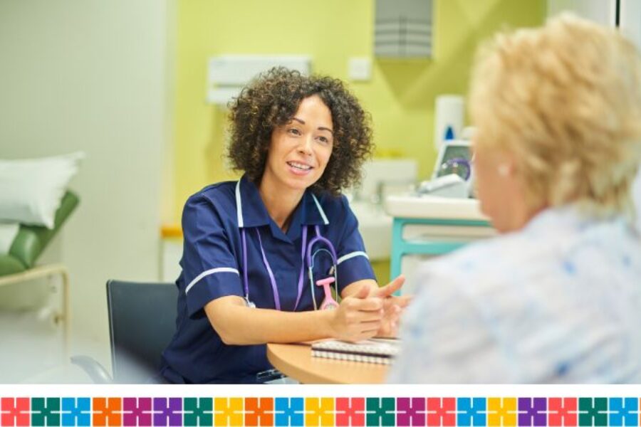 Nurse talking to patient